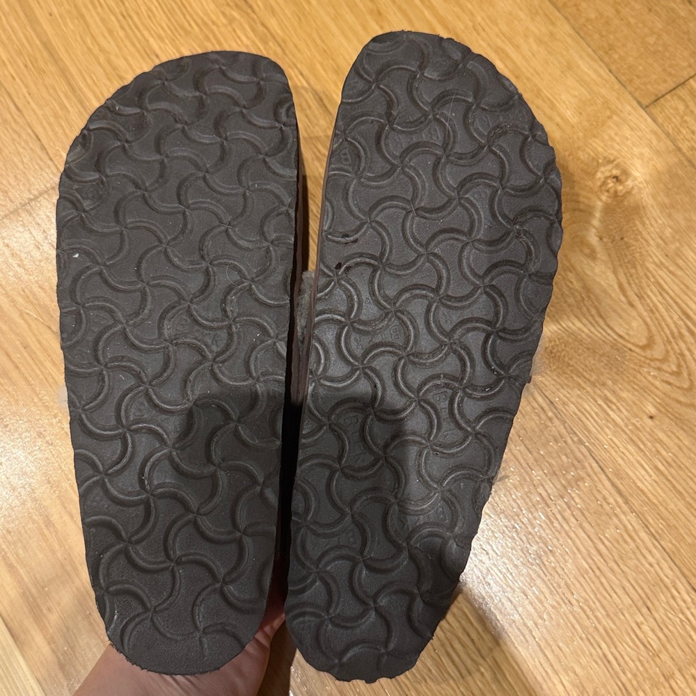 Birkenstock Brown Suede Shearling-Trim Clogs - Picture 3 of 7